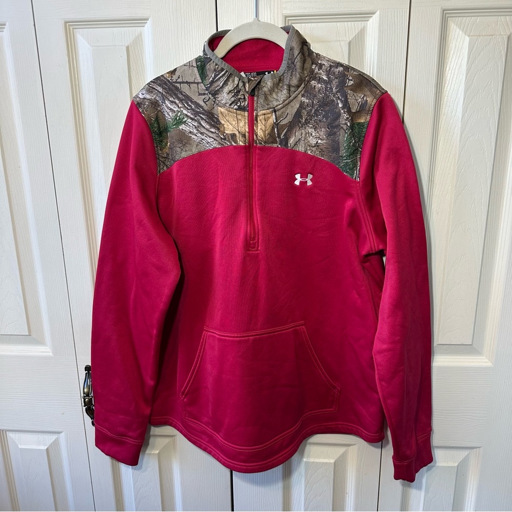 Under Armour Camo Pink Caliber 1/2 Zip Hunting Pullover Sweater Womens Size XL - Picture 2 of 9